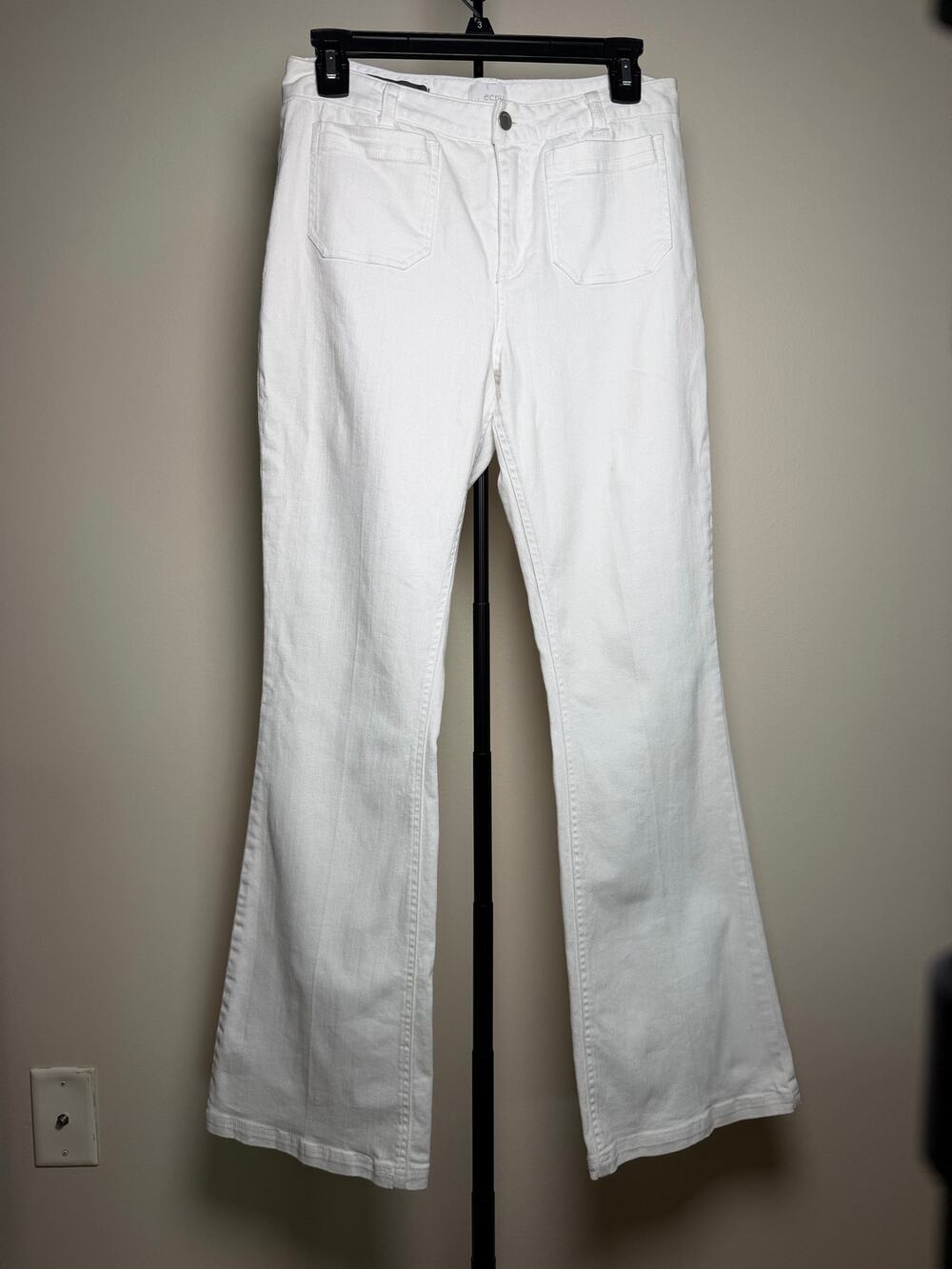 Ecru White Cotton Jeans Size 26 Figeoroa Style Pants Flared NEW
